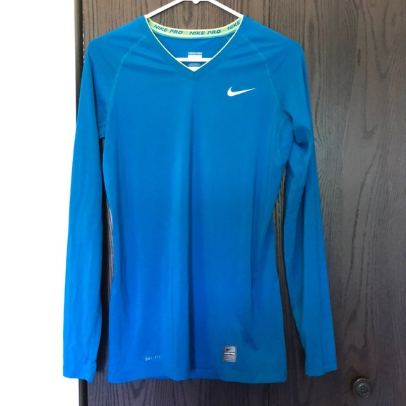 Nike Tops - SOLD - Nike Pro teal/blue long sleeve shirt